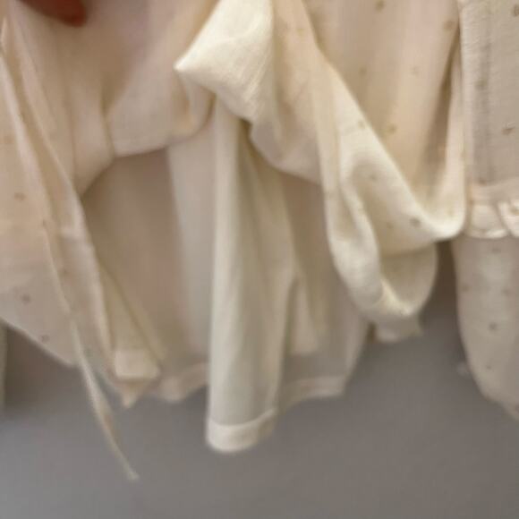 Blu Pepper Swiss Dot Ruffle Peasant Blouse Ivory Cream Cottagecore S Romantic - Picture 8 of 8